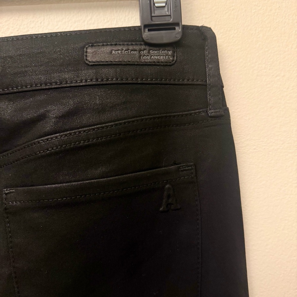 Articles of Society Black Coated Skinny Jeans, Size 26 - Picture 4 of 5